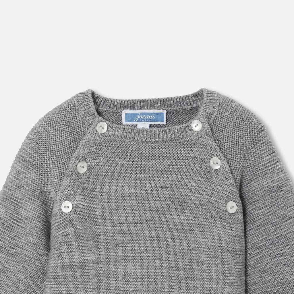 Sleepsuit in Lana Merino Neonati - Grigio Melange Chiaro Jacadi