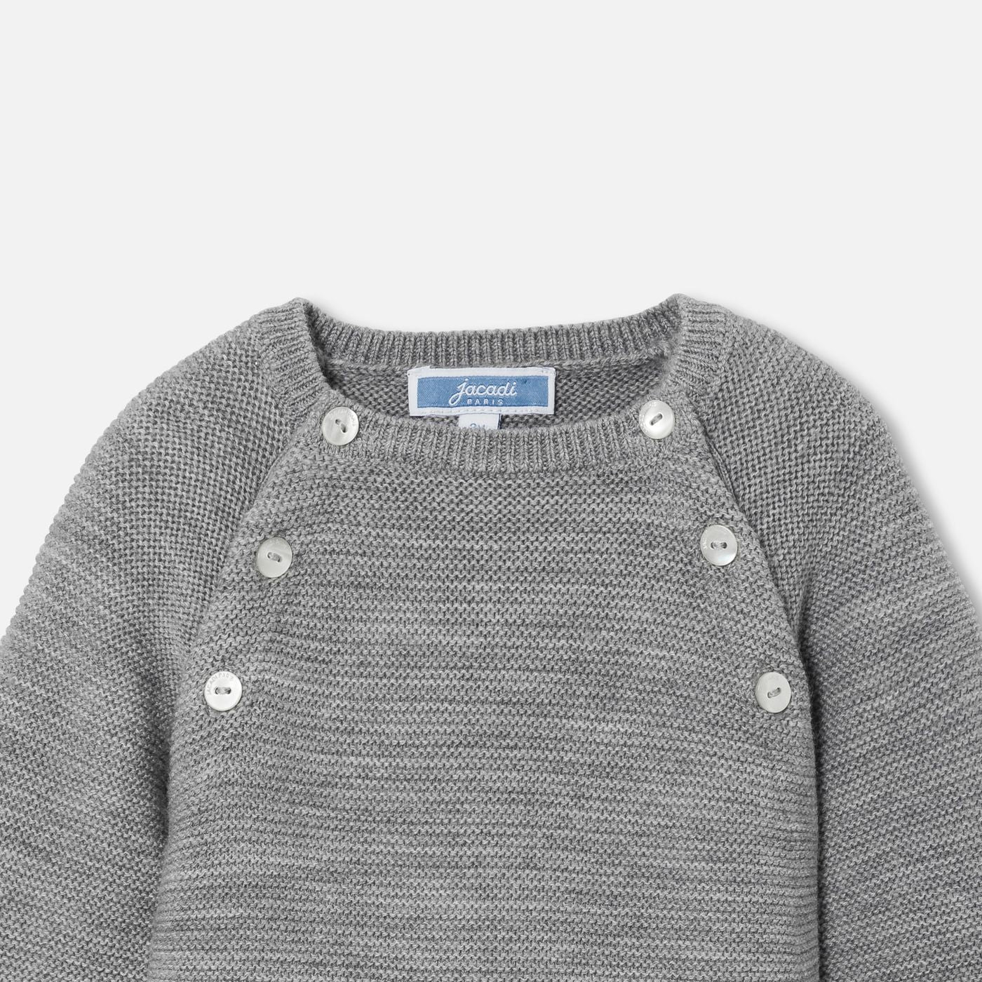 Sleepsuit in Lana Merino Neonati - Grigio Melange Chiaro Jacadi