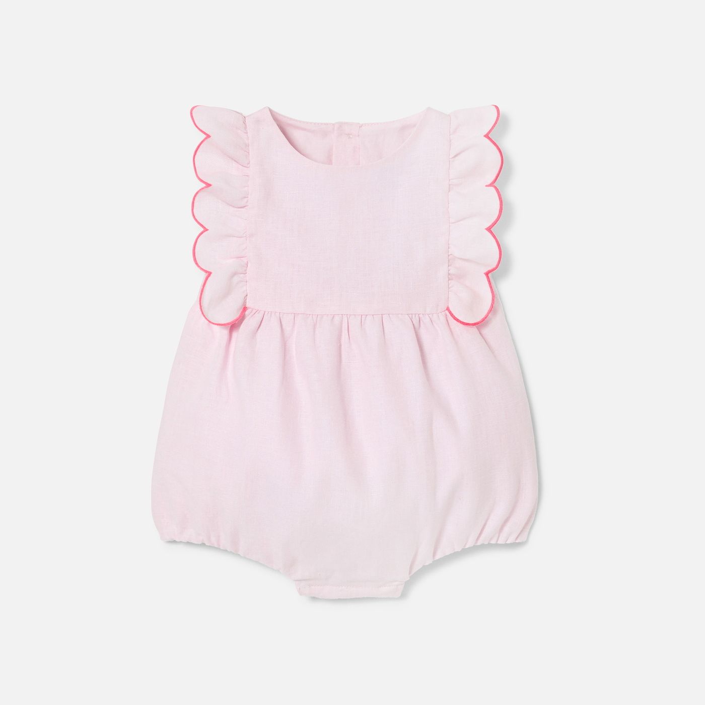 Baby girl linen romper - Pale Pink