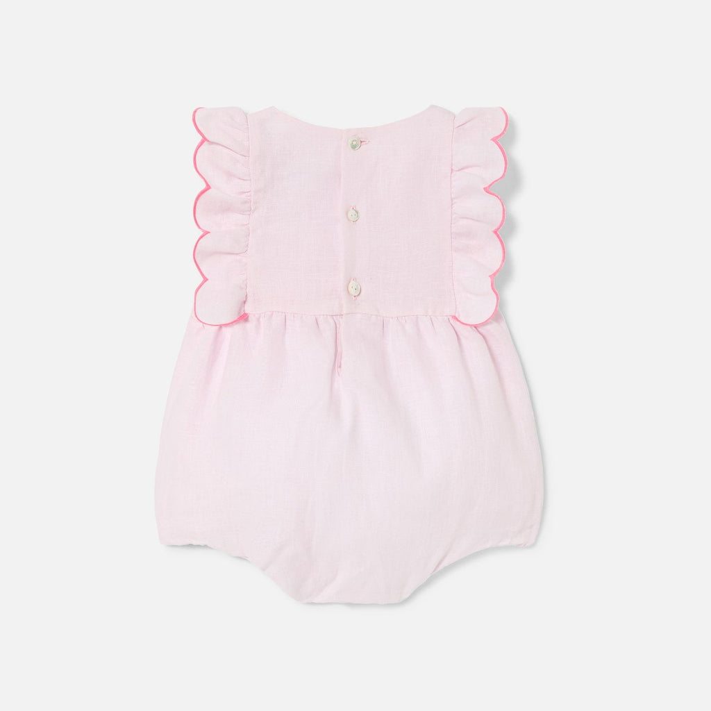 Baby girl linen romper - Pale Pink