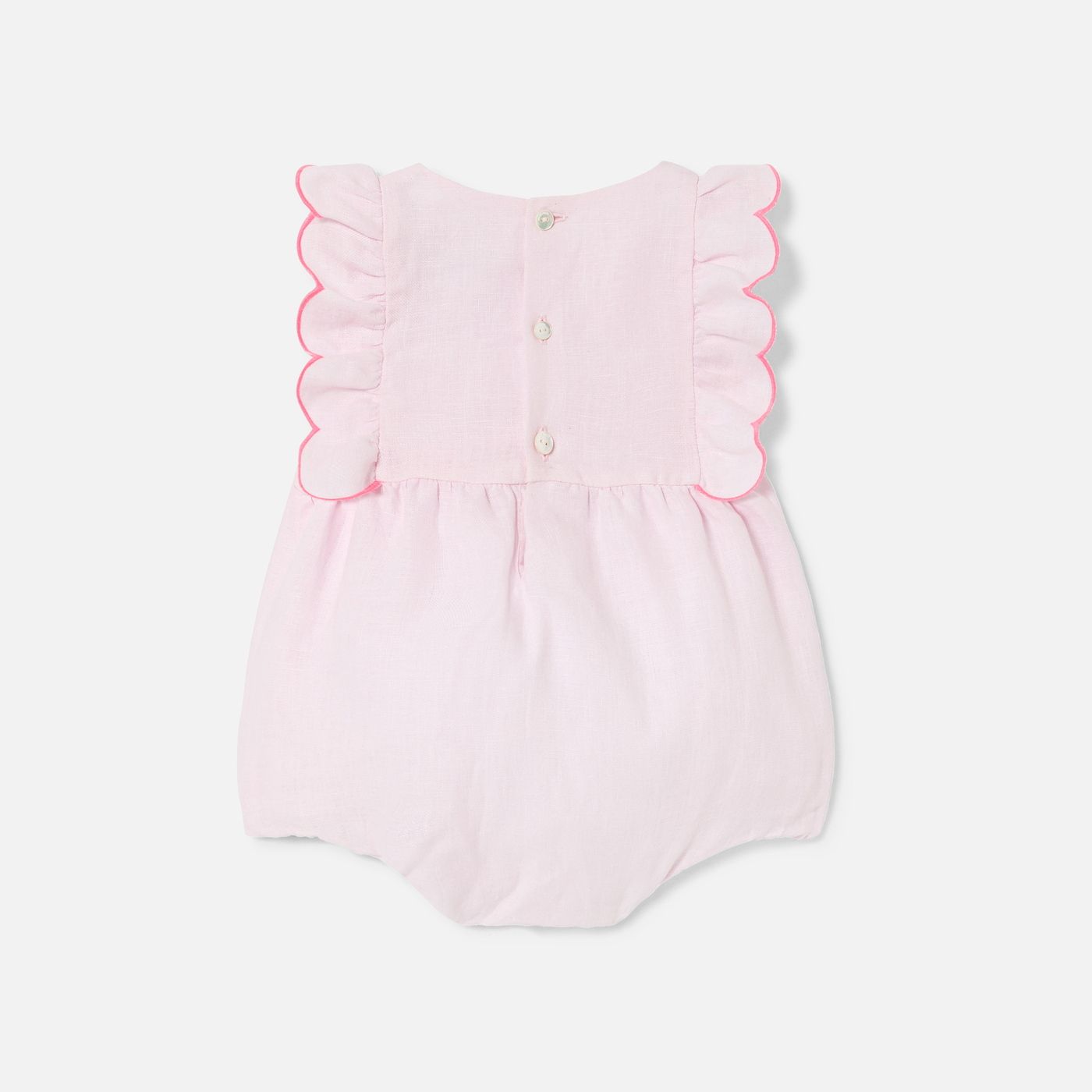 Baby girl linen romper - Pale Pink