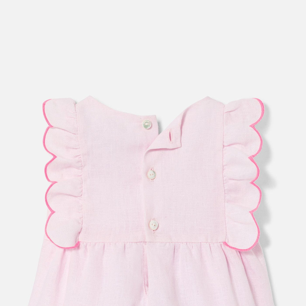 Baby girl linen romper - Pale Pink