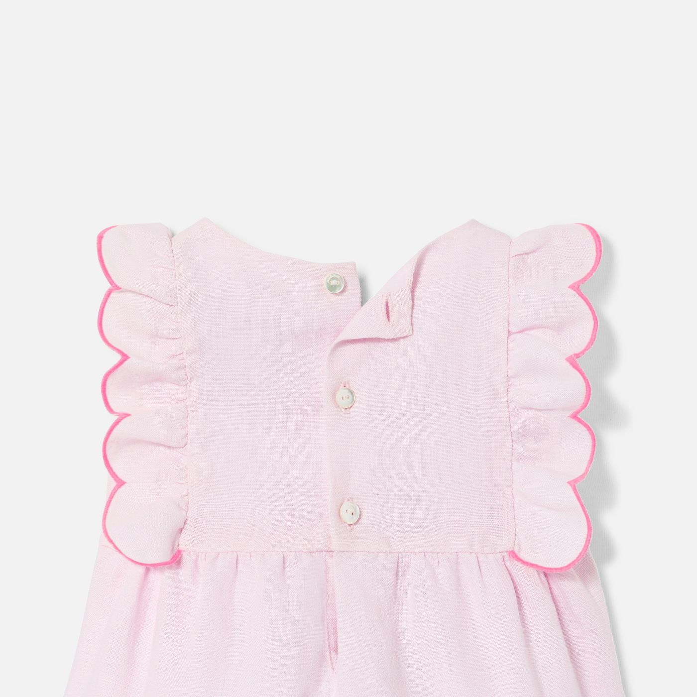Baby girl linen romper - Pale Pink