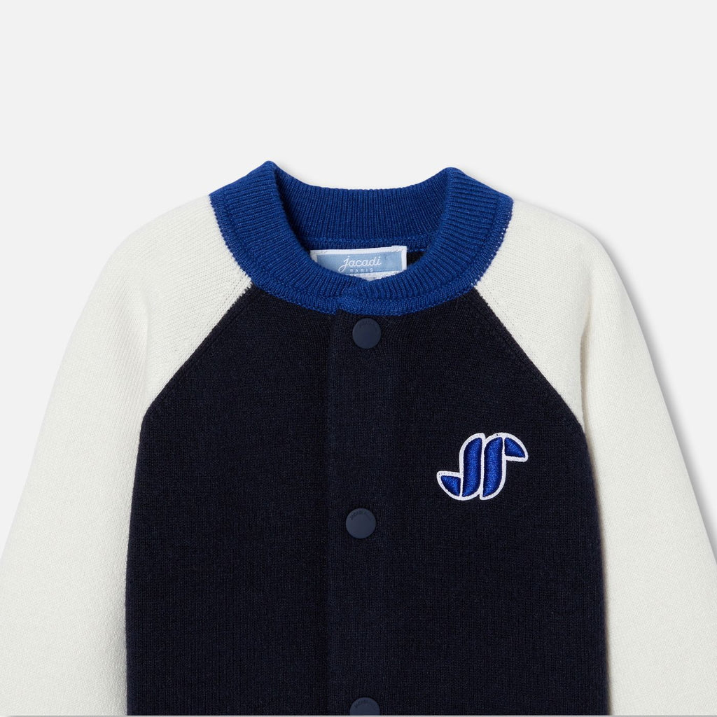 Cardigan Teddy Baby Boy - Navy Blue/White