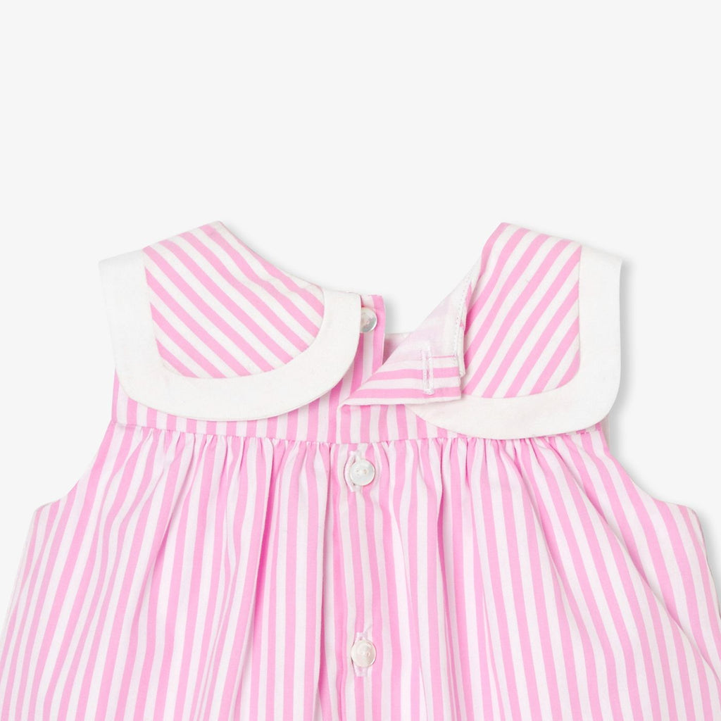 Baby girl poplin dress - White/Pink
