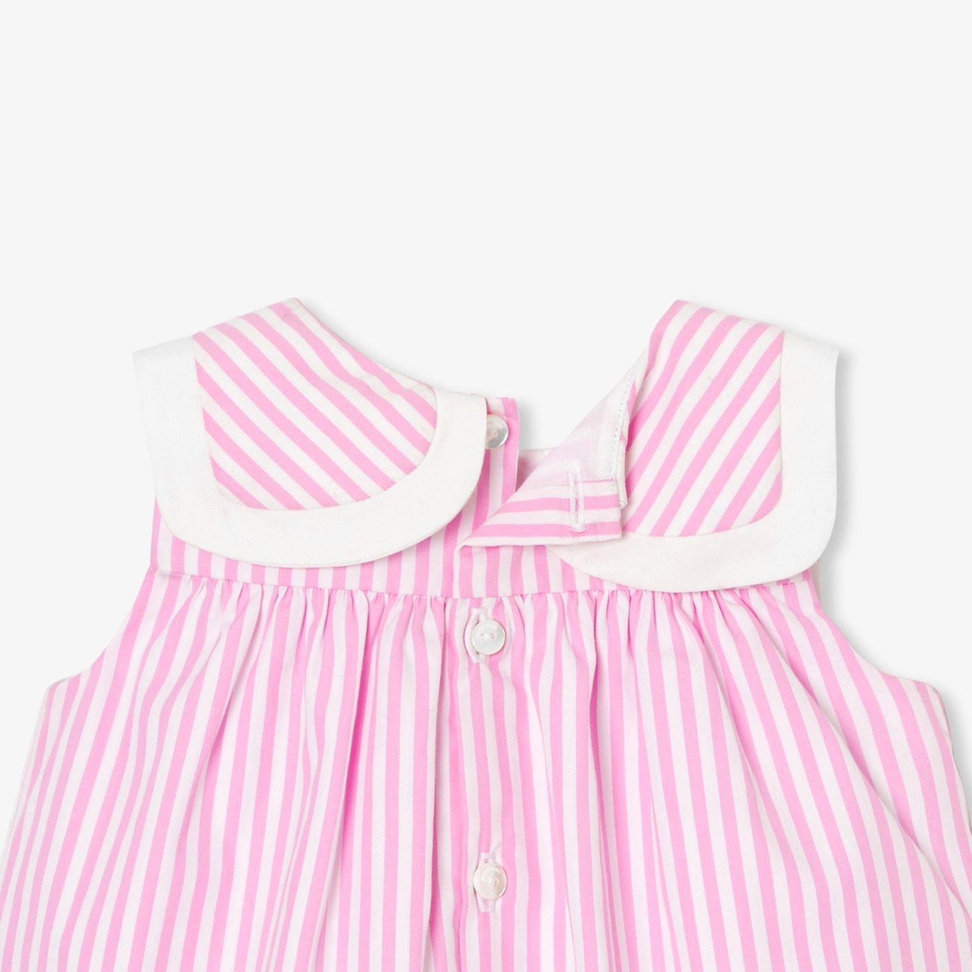 Baby girl poplin dress - White/Pink