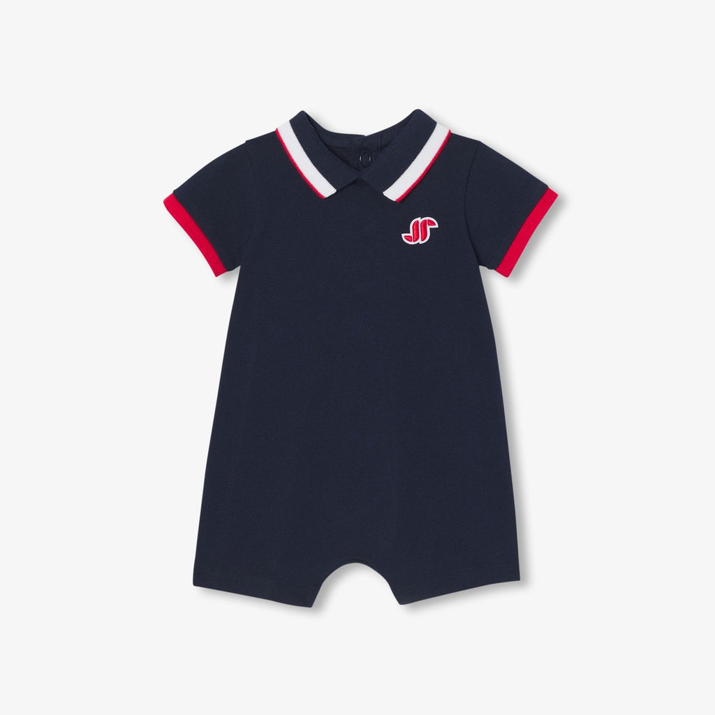 Baby boy polo-style sleepsuit - Light Navy