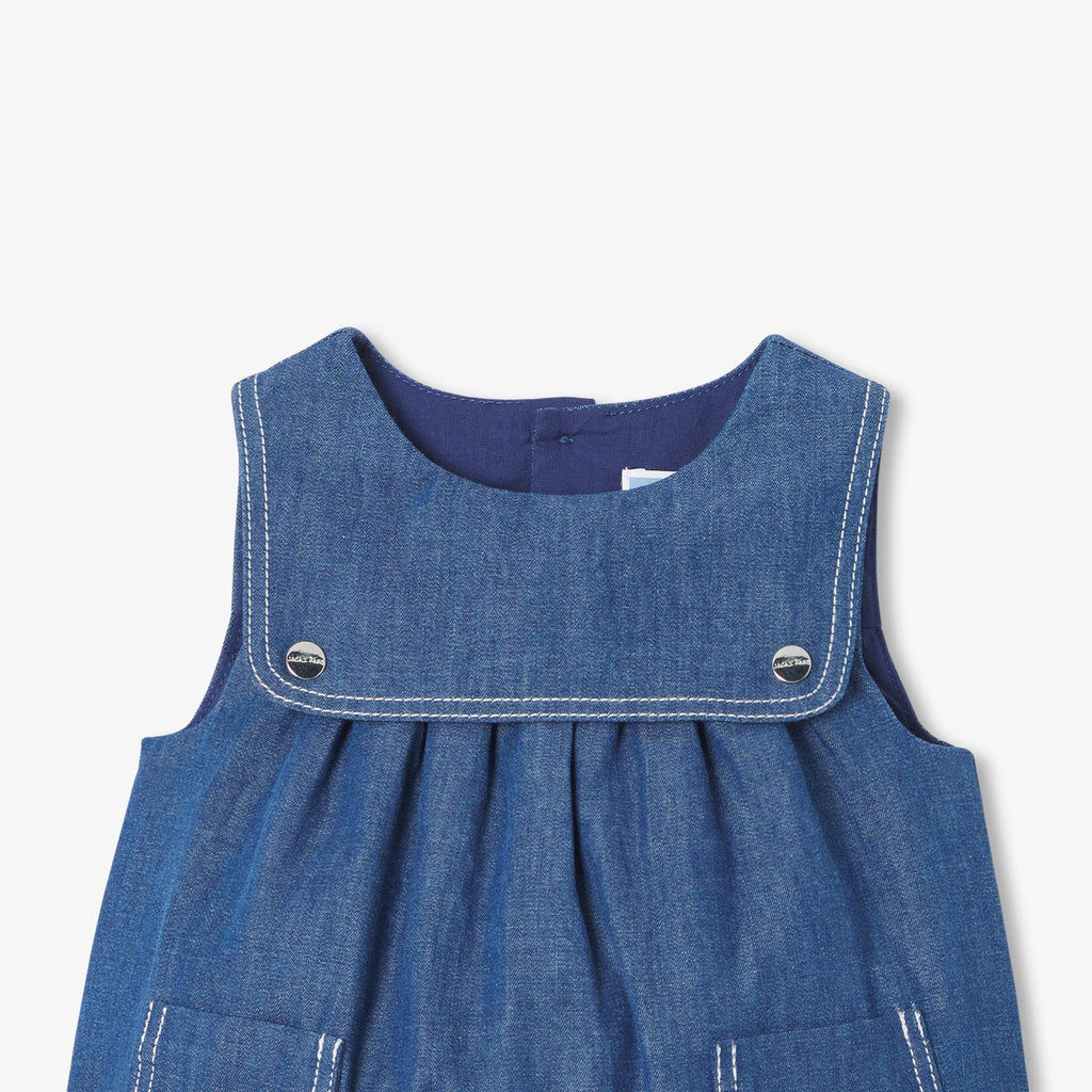 Baby boy lightweight denim romper - Dark Denim