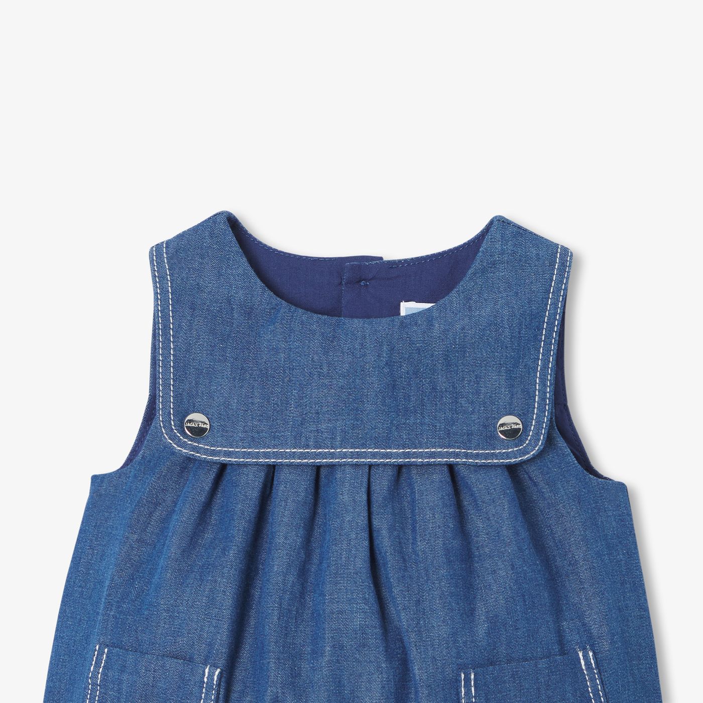 Baby boy lightweight denim romper - Dark Denim