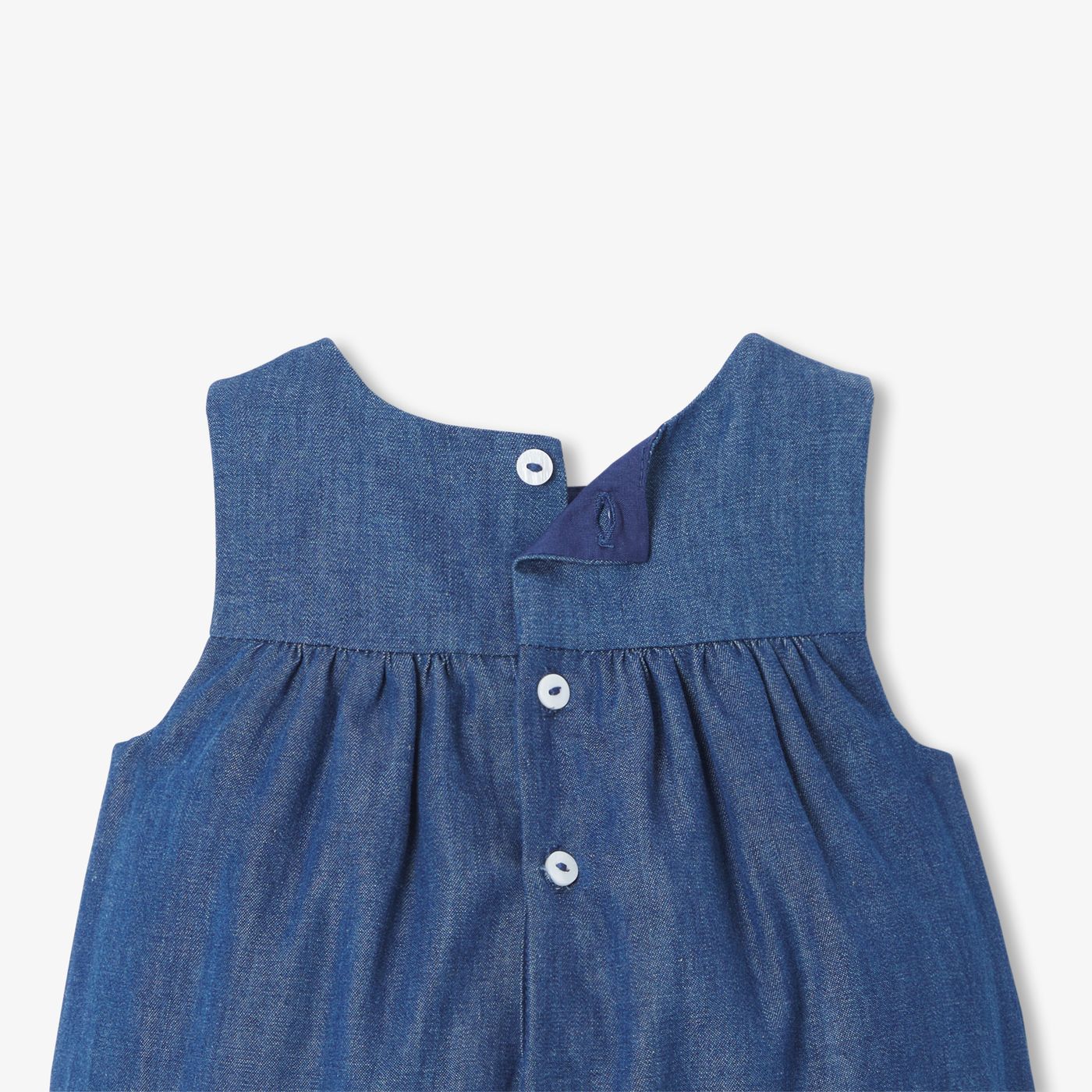 Baby boy lightweight denim romper - Dark Denim