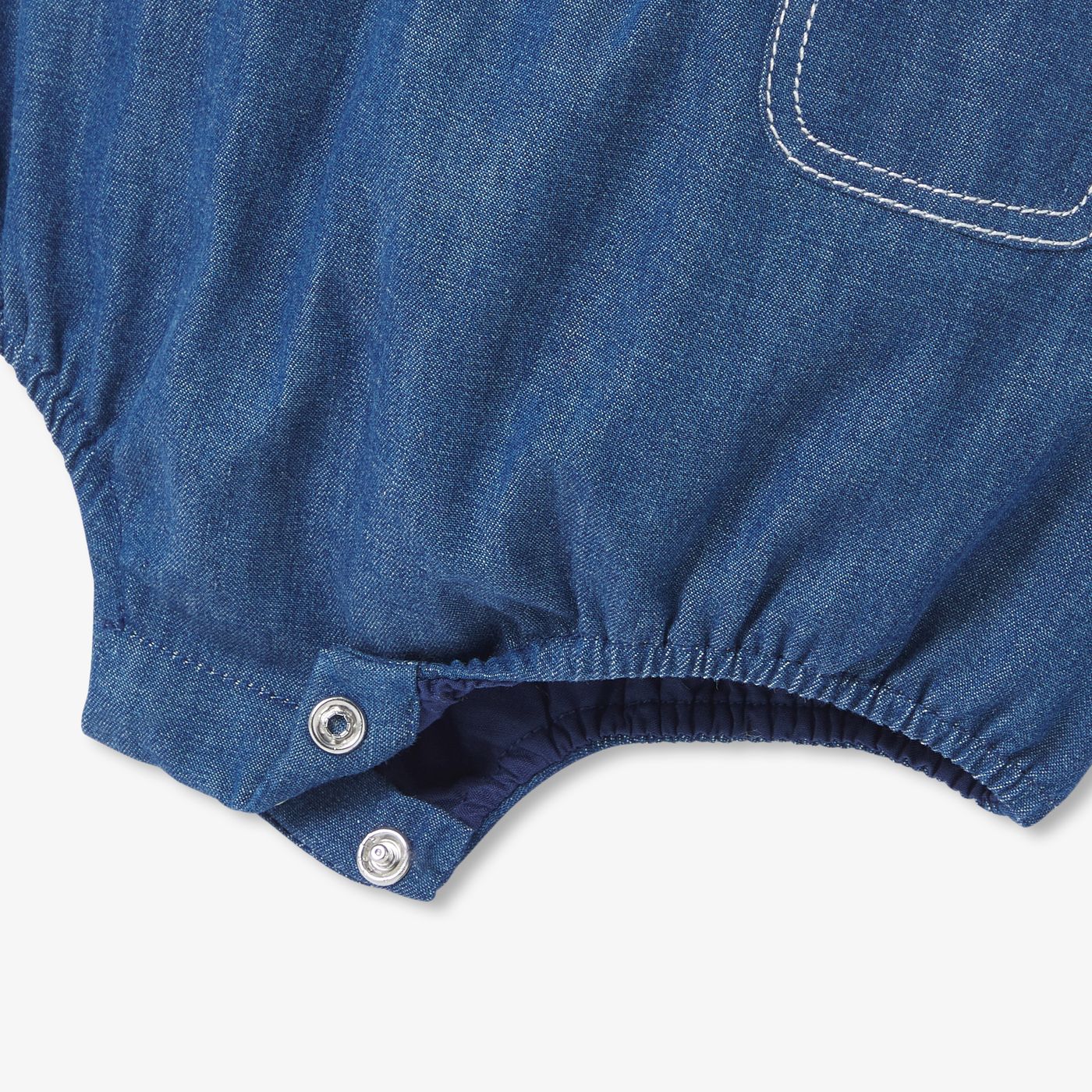 Baby boy lightweight denim romper - Dark Denim