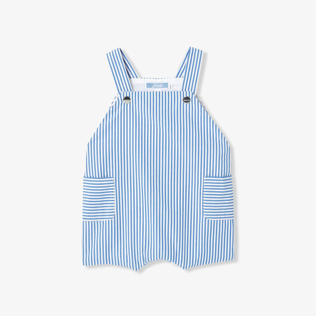 Short Dungarees Baby Boy - White/Light Blue