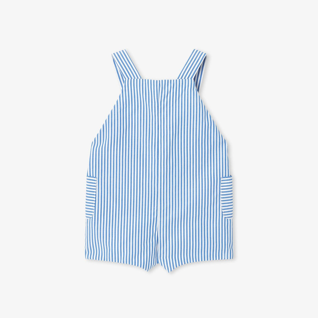 Short Dungarees Baby Boy - White/Light Blue