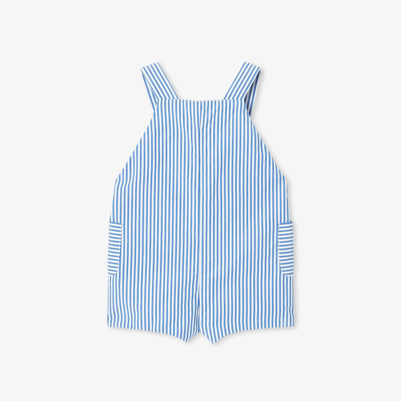 Short Dungarees Baby Boy - White/Light Blue