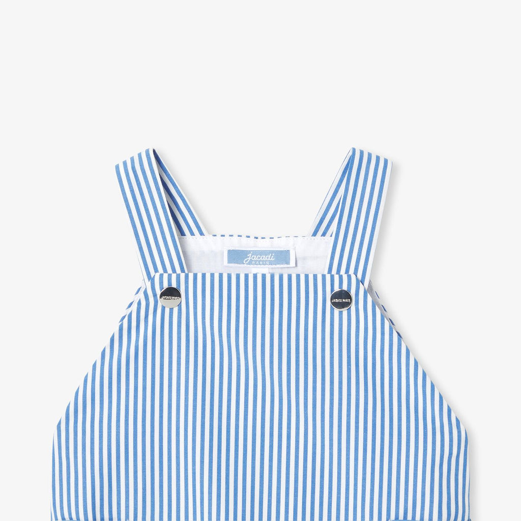 Short Dungarees Baby Boy - White/Light Blue