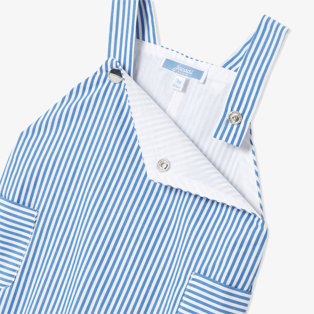 Short Dungarees Baby Boy - White/Light Blue