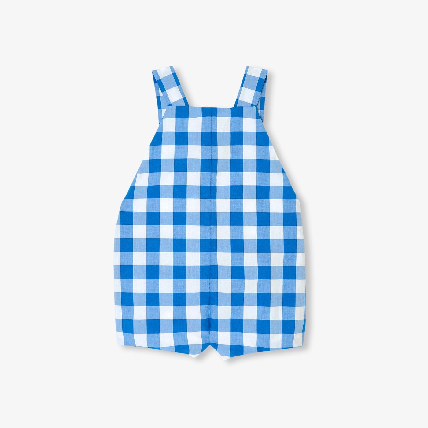 Short Dungarees Baby Boy in Vichy - White/Light Blue