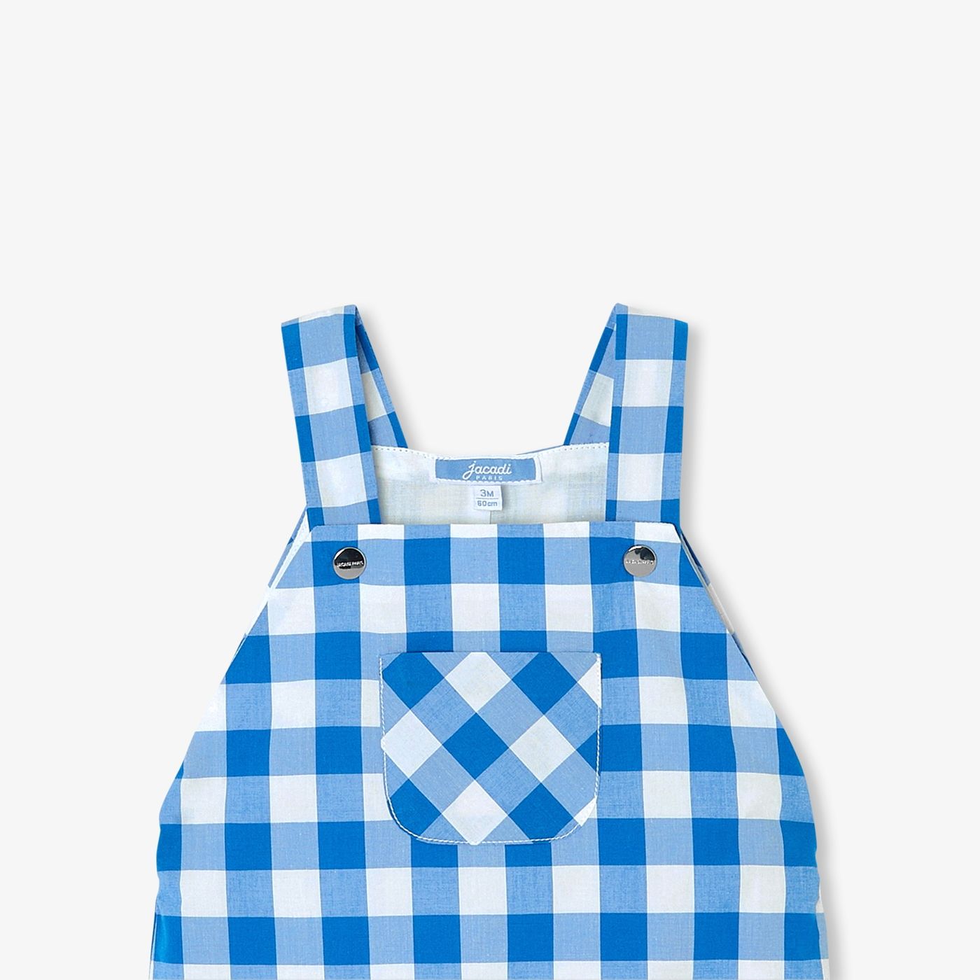 Short Dungarees Baby Boy in Vichy - White/Light Blue