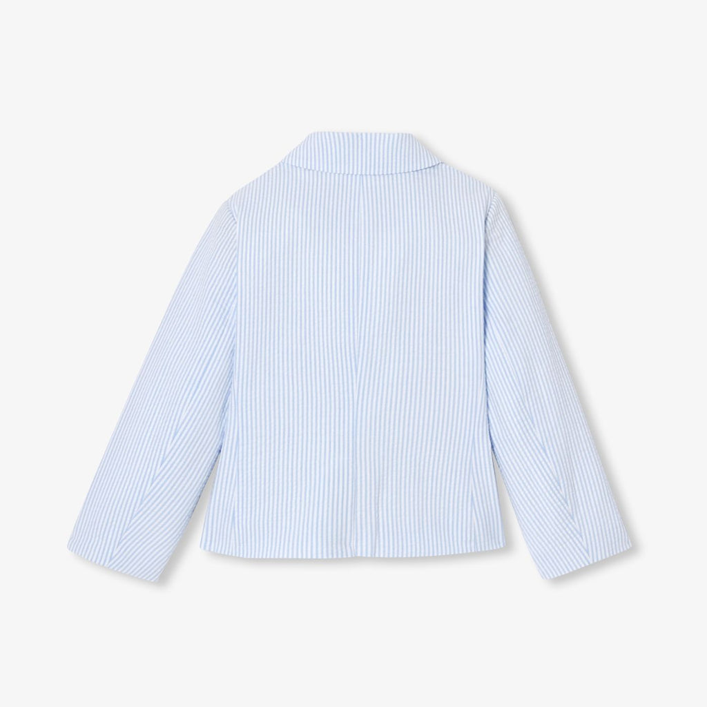 Jacket in Seersucker Girl - White/Light Blue