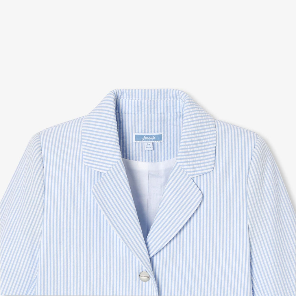 Jacket in Seersucker Girl - White/Light Blue