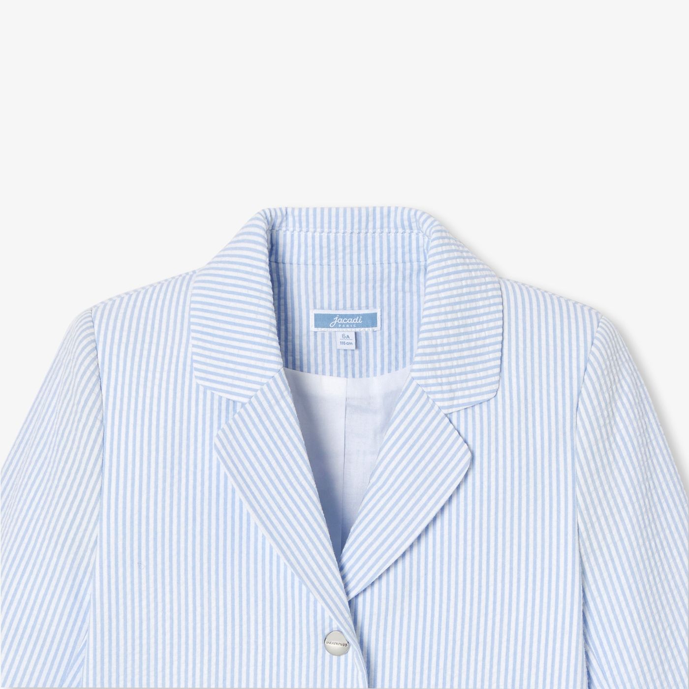 Jacket in Seersucker Girl - White/Light Blue