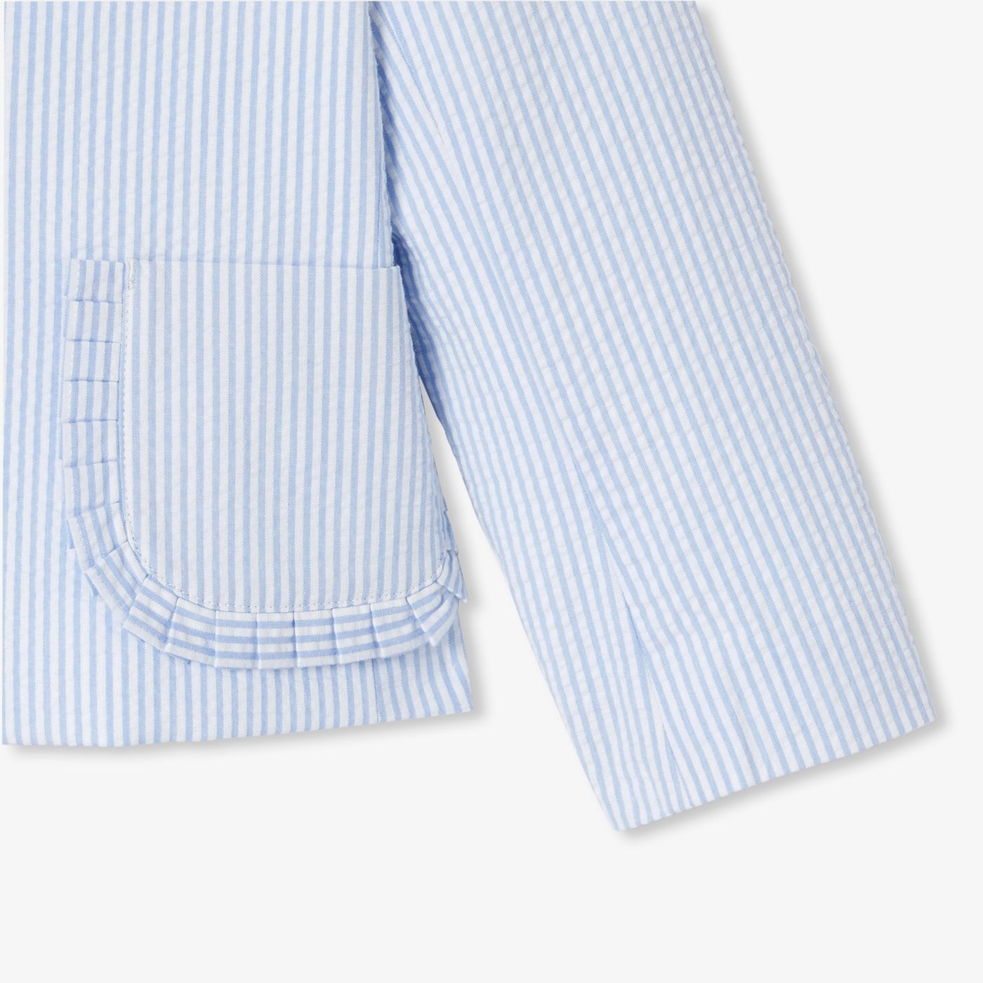 Jacket in Seersucker Girl - White/Light Blue