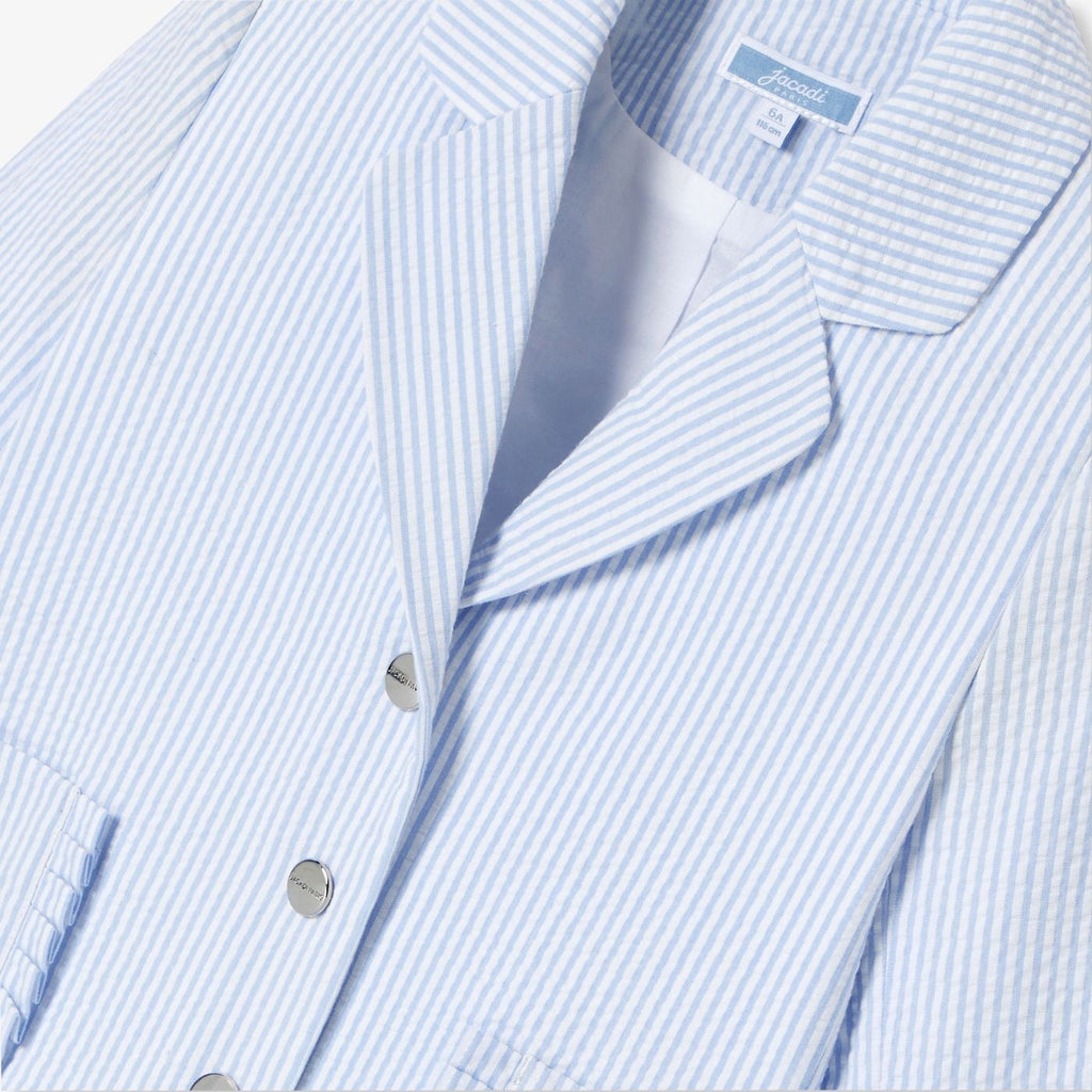 Jacket in Seersucker Girl - White/Light Blue