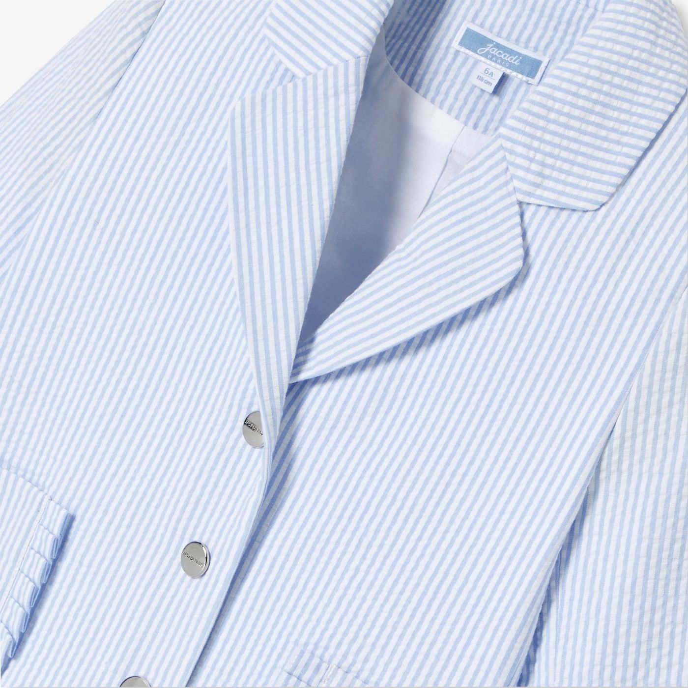 Jacket in Seersucker Girl - White/Light Blue