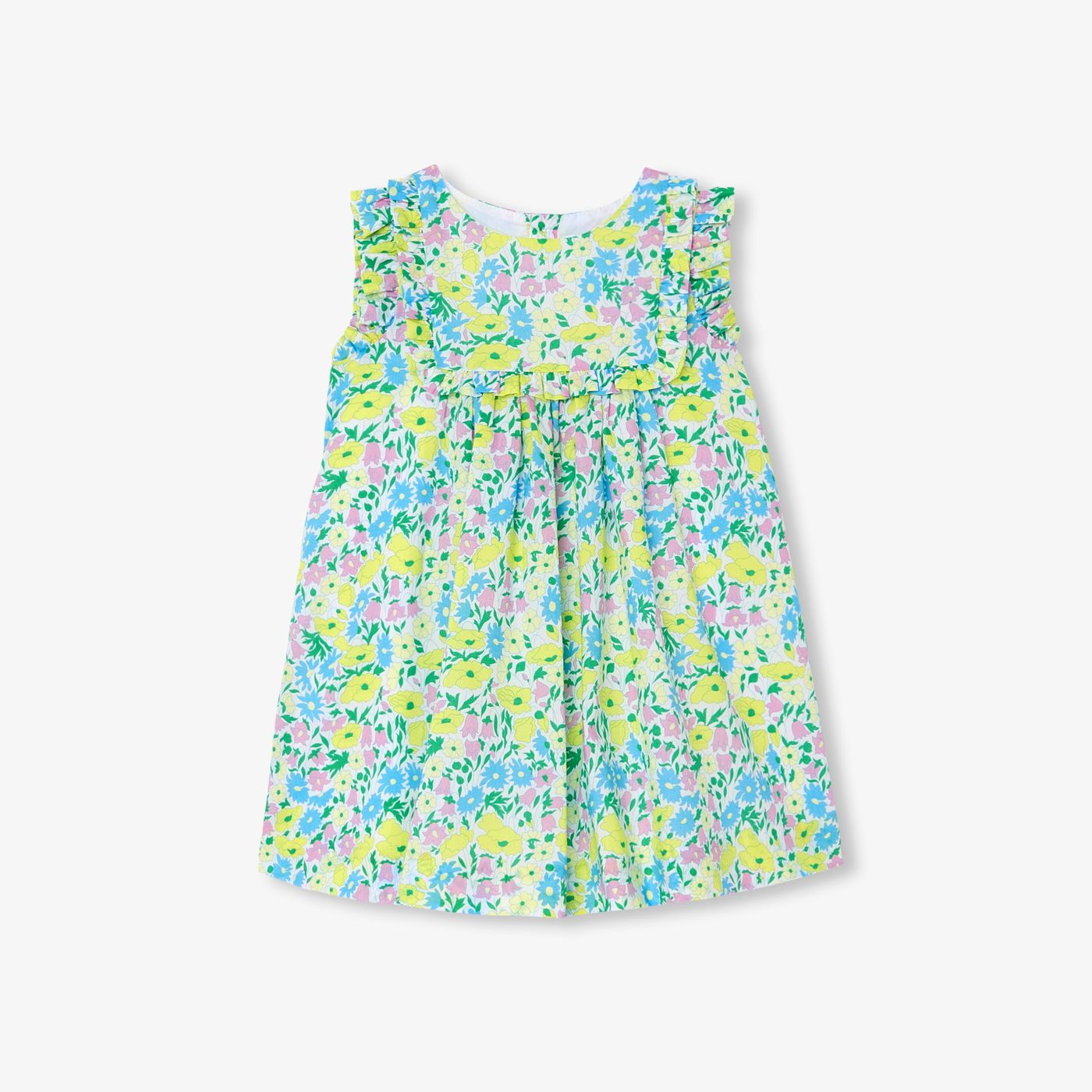 Dress in Liberty Fabric Baby Girl - White/Multicolour