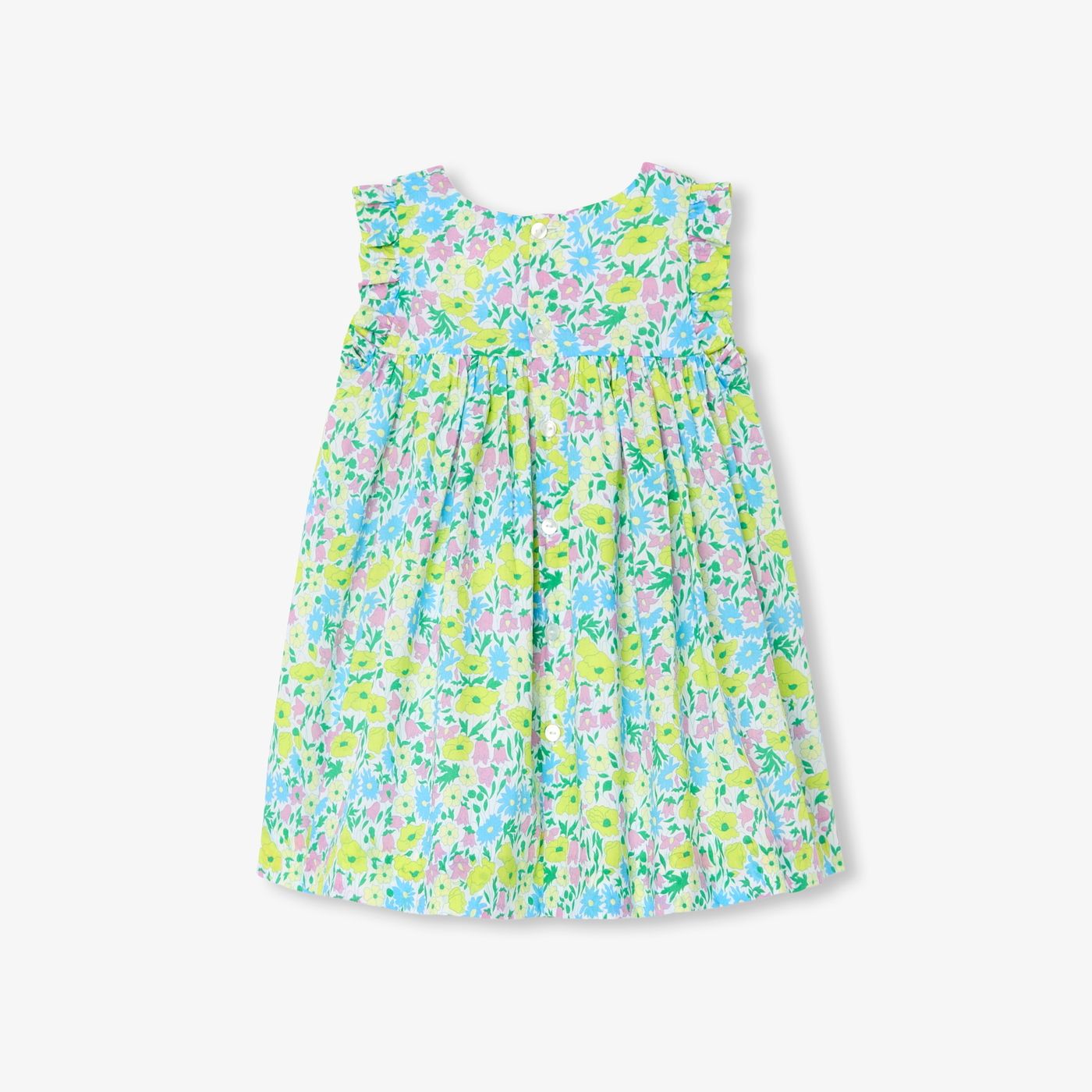 Dress in Liberty Fabric Baby Girl - White/Multicolour