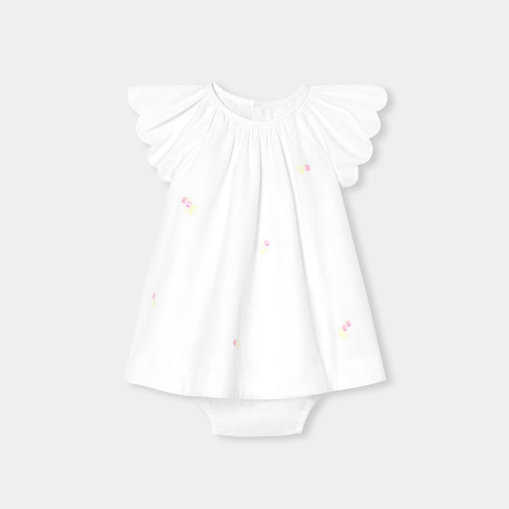 Baby girl poplin dress - White/Multicolour