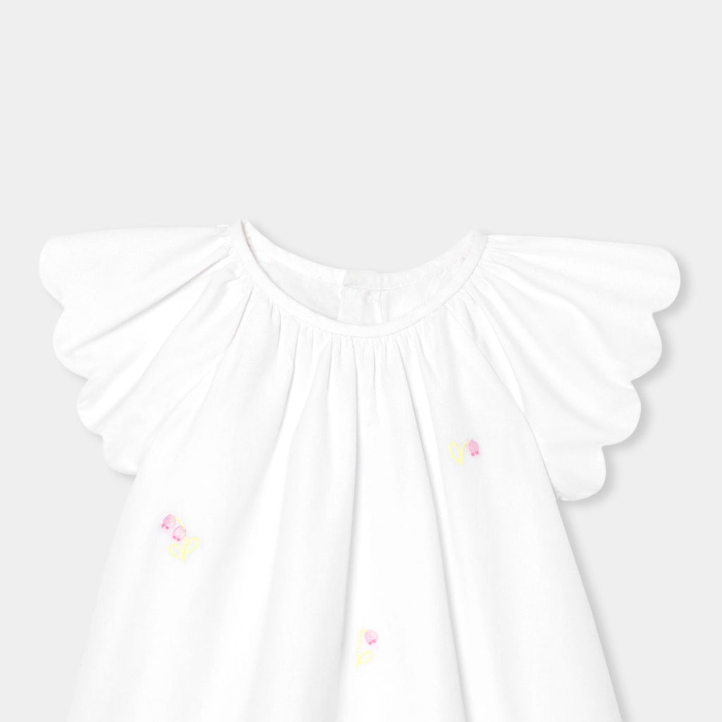 Baby girl poplin dress - White/Multicolour