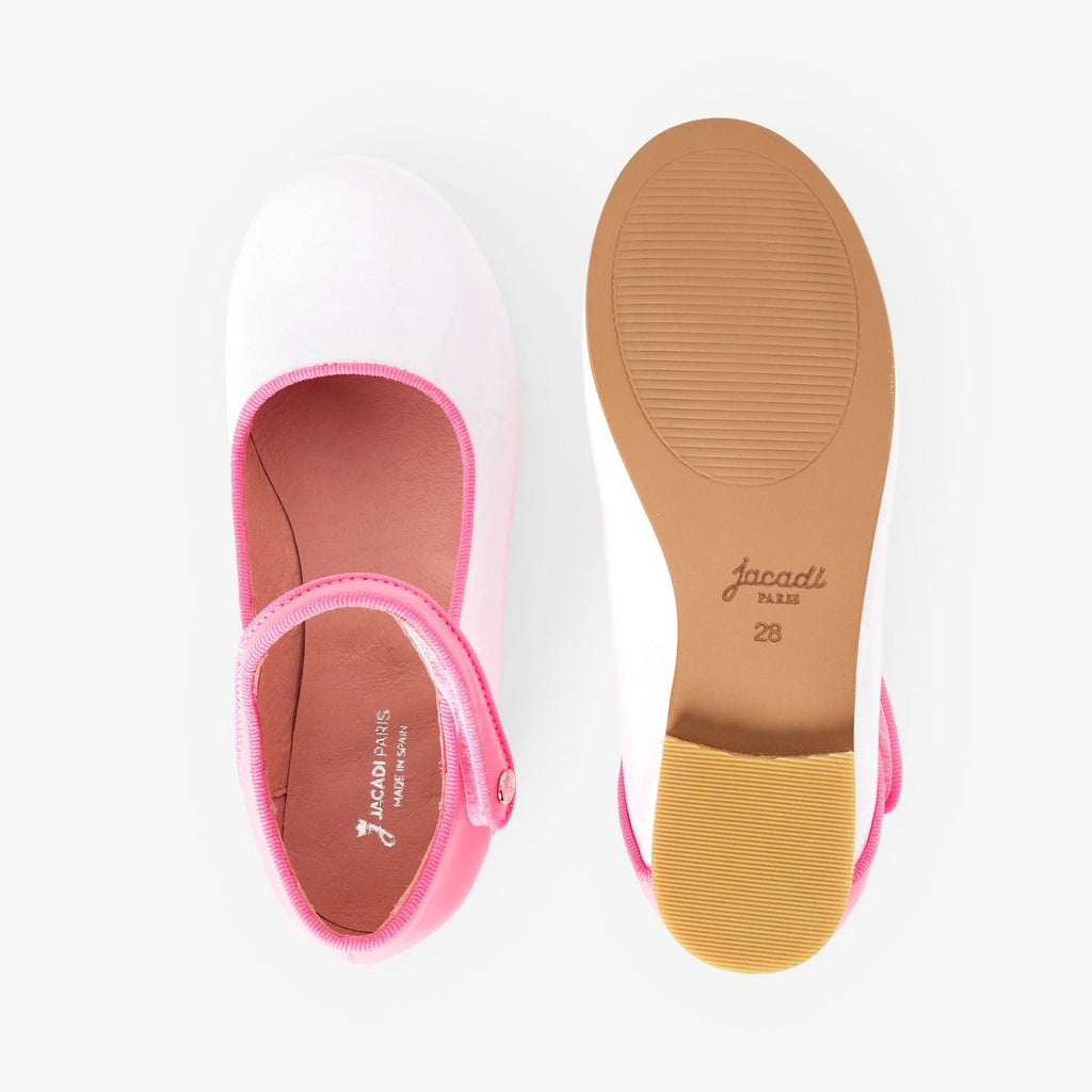 Mary Janes in Patent Leather Girl - White/Pink