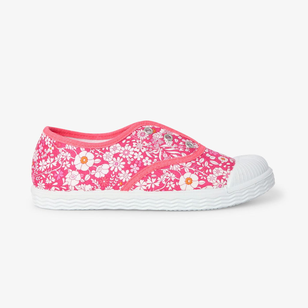 Shoes Tennis in Liberty Fabric Girl - Pink/White