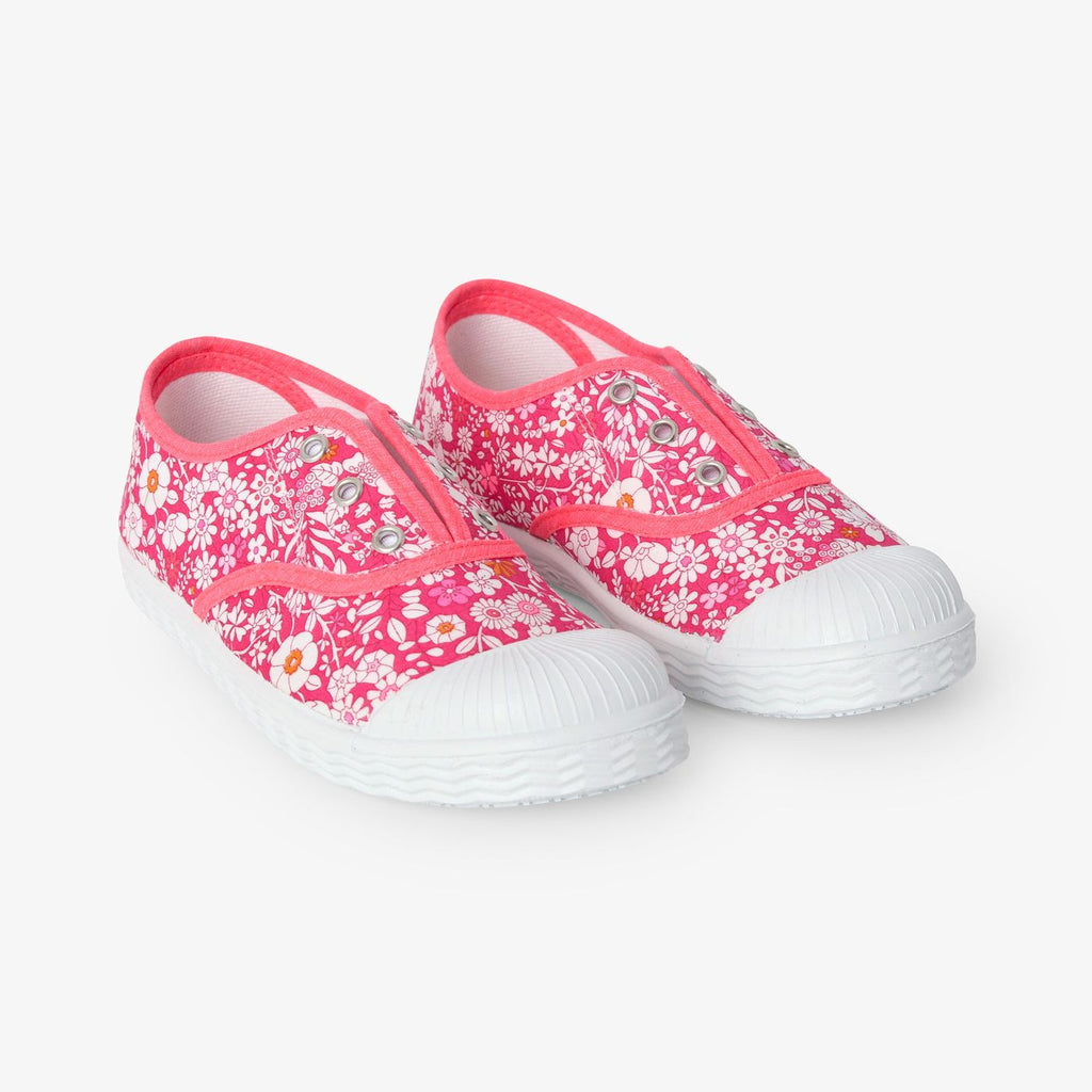 Shoes Tennis in Liberty Fabric Girl - Pink/White