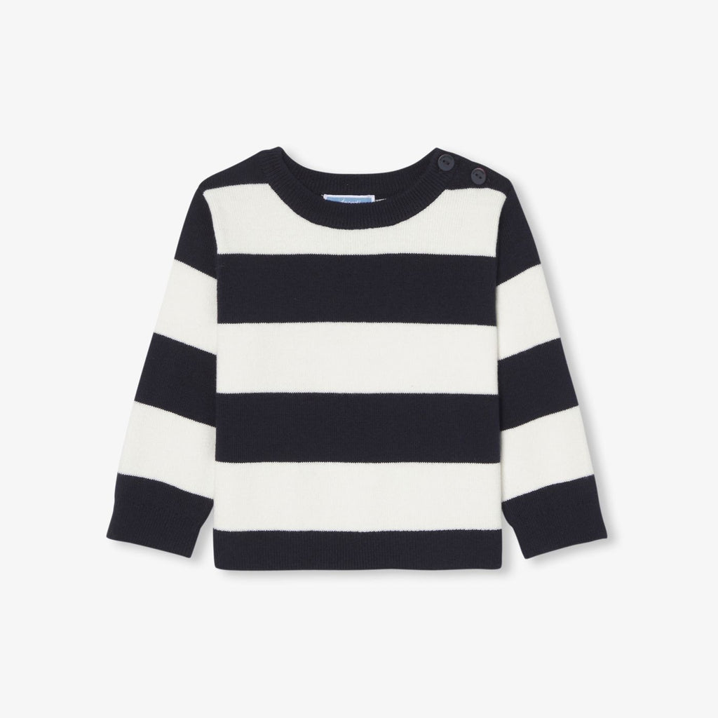 Baby boy striped jumper - White/Navy Blue