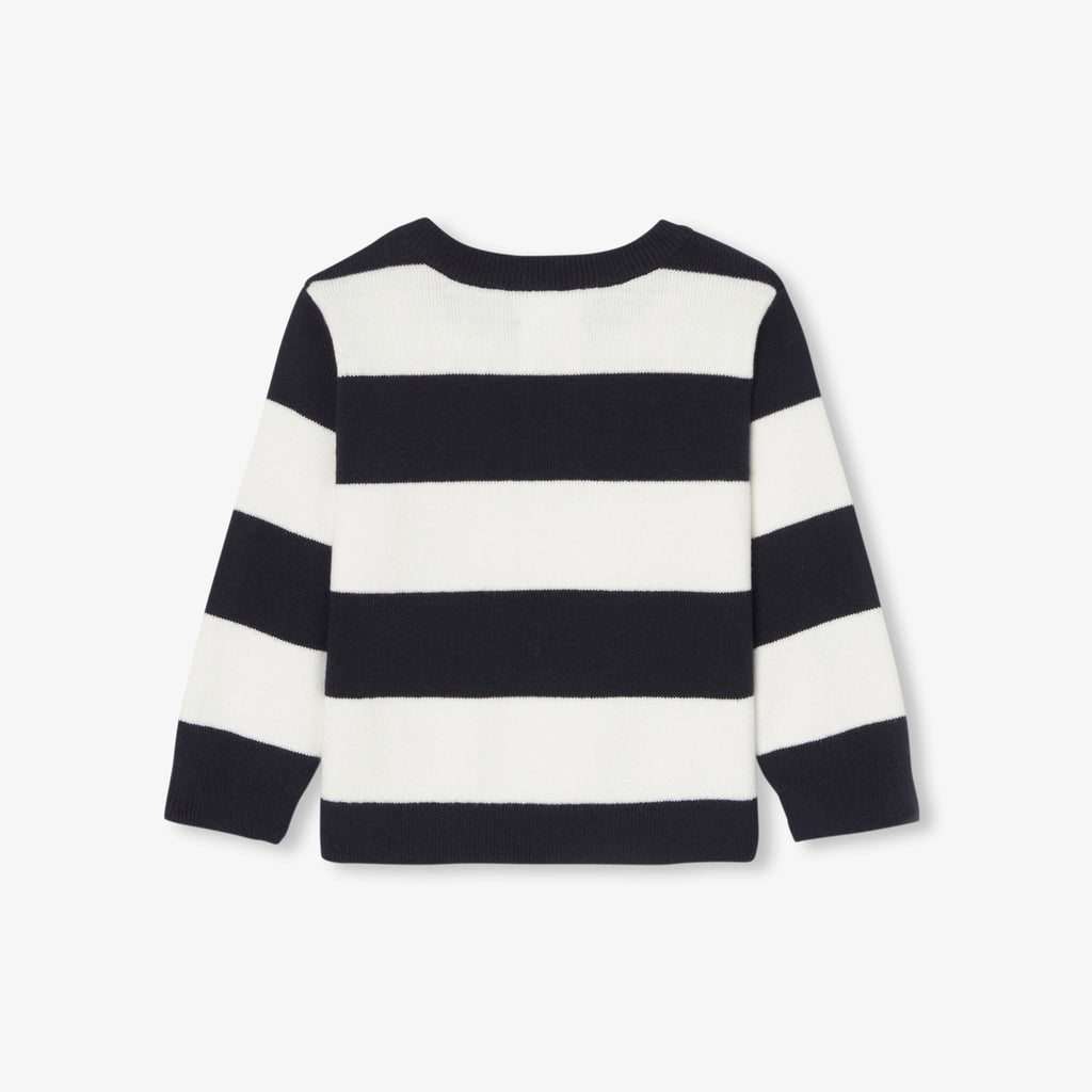 Baby boy striped jumper - White/Navy Blue