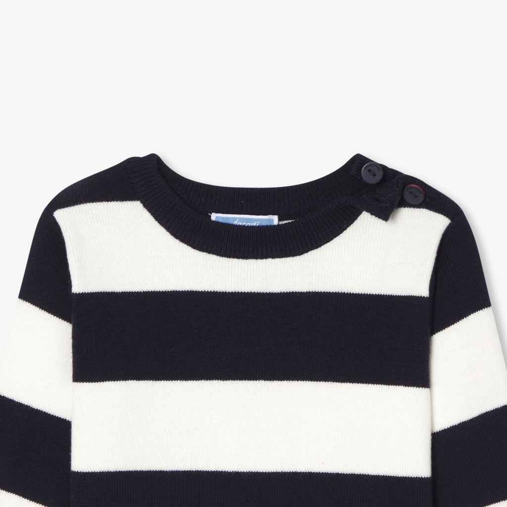 Baby boy striped jumper - White/Navy Blue