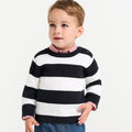 Baby boy striped jumper - White/Navy Blue