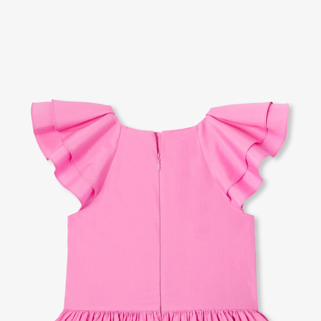 Girl poplin dress - Hollyhock Pink