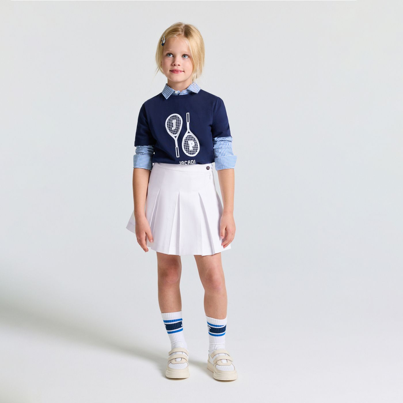 Girl pleated gabardine skirt - Jacadi White