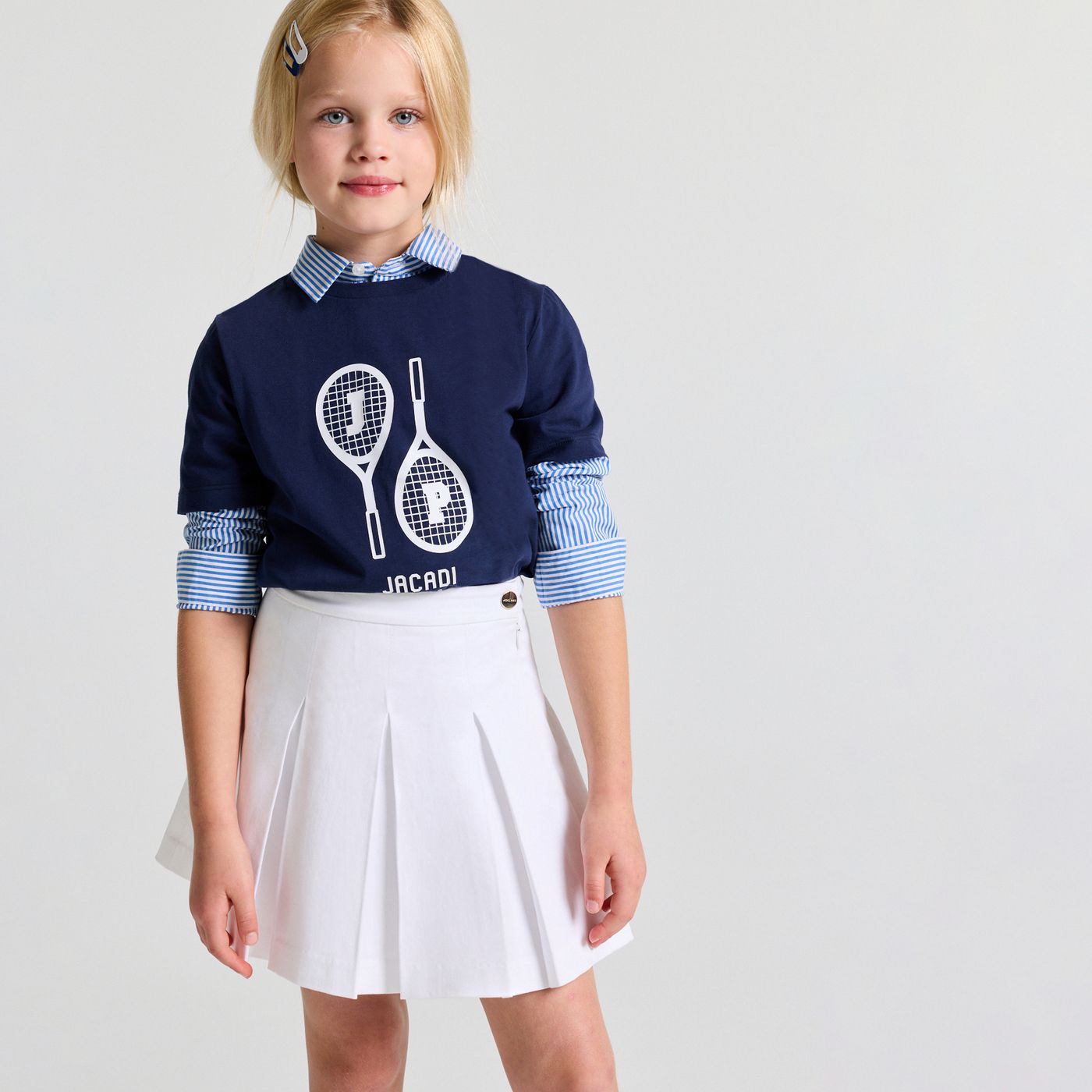 Skirt a Pieghe in Gabardine Girl - Bianco Jacadi
