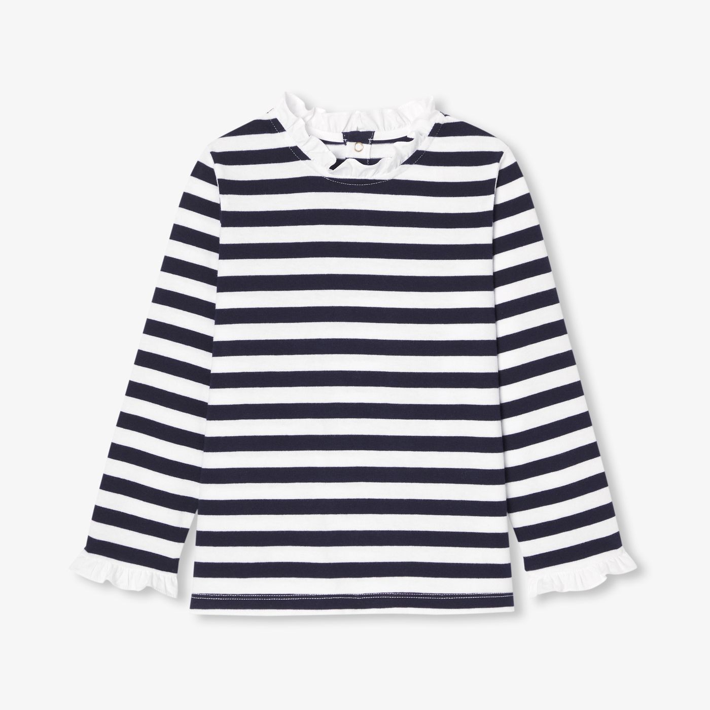 Girl long-sleeved T-shirt - White/Navy Blue