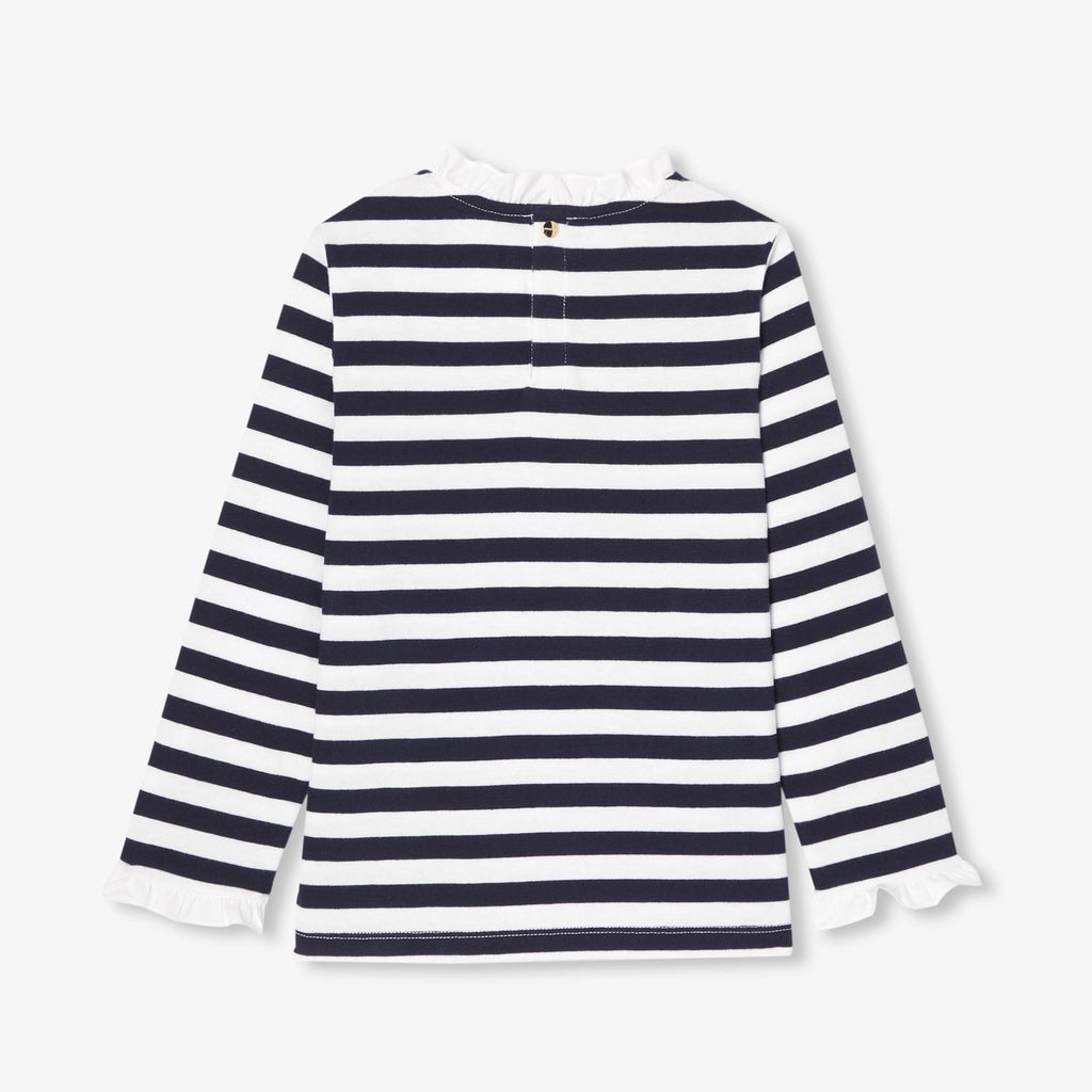 Girl long-sleeved T-shirt - White/Navy Blue