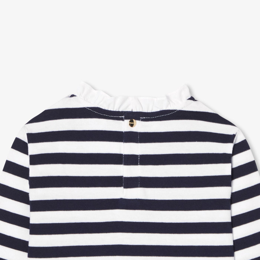Girl long-sleeved T-shirt - White/Navy Blue