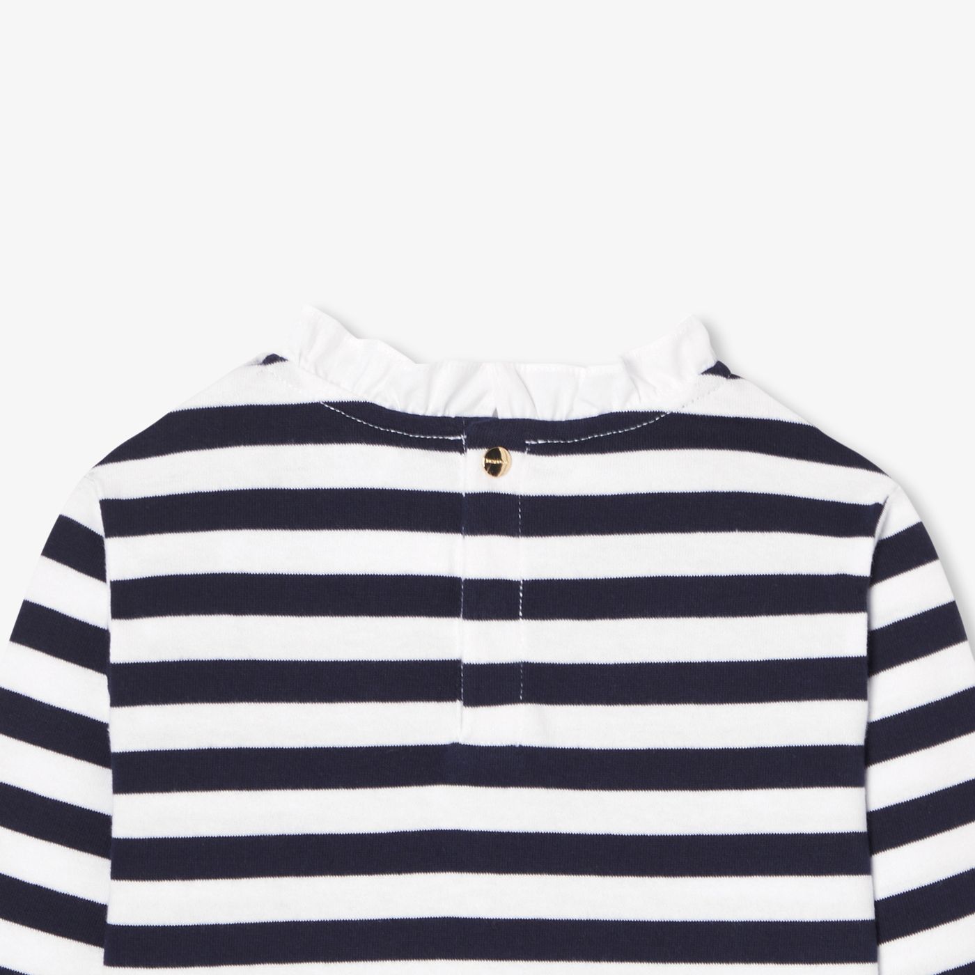 Girl long-sleeved T-shirt - White/Navy Blue
