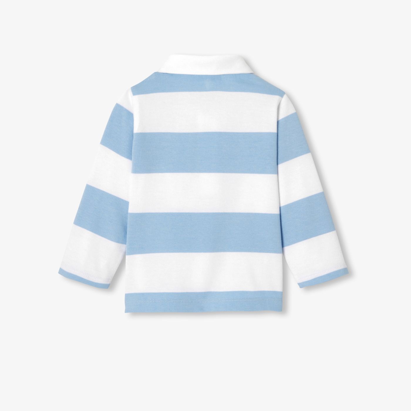 Baby boy long-sleeved polo shirt - White/Sky Blue