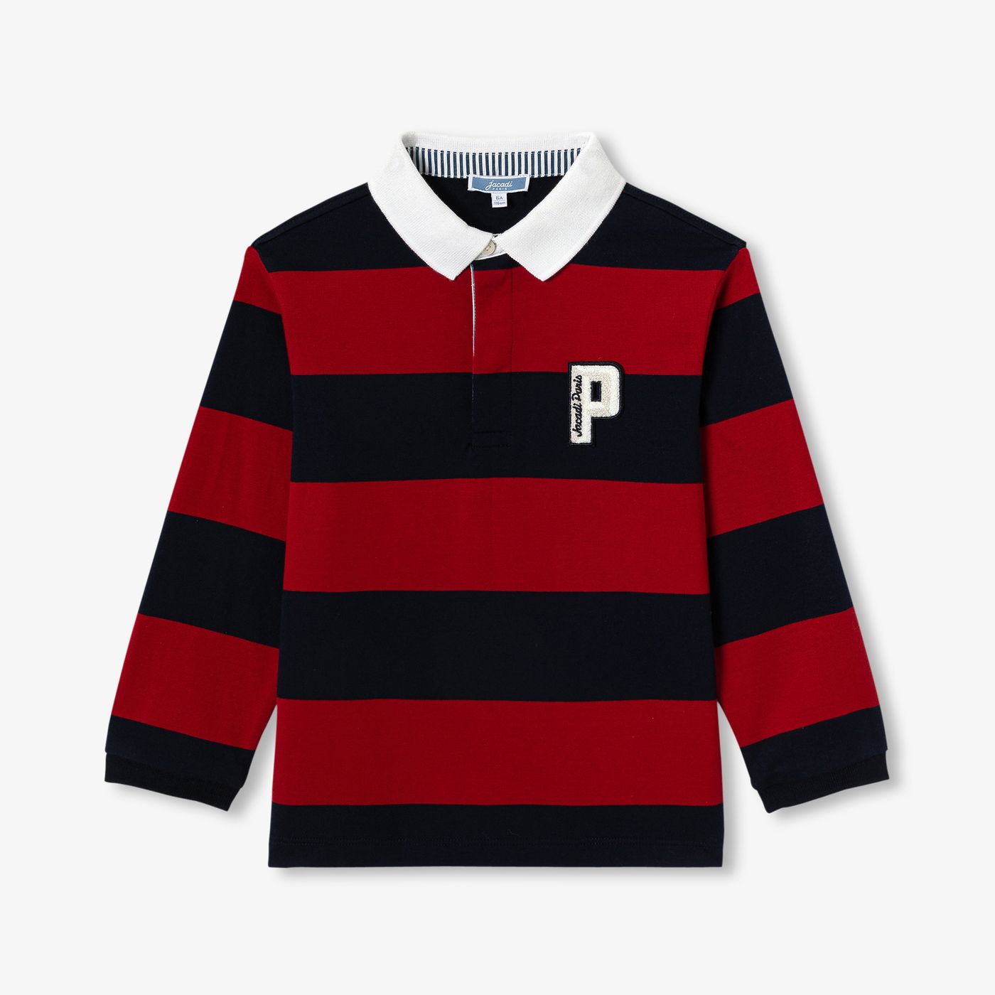 Boy rugby-style polo shirt - Navy Blue/Red