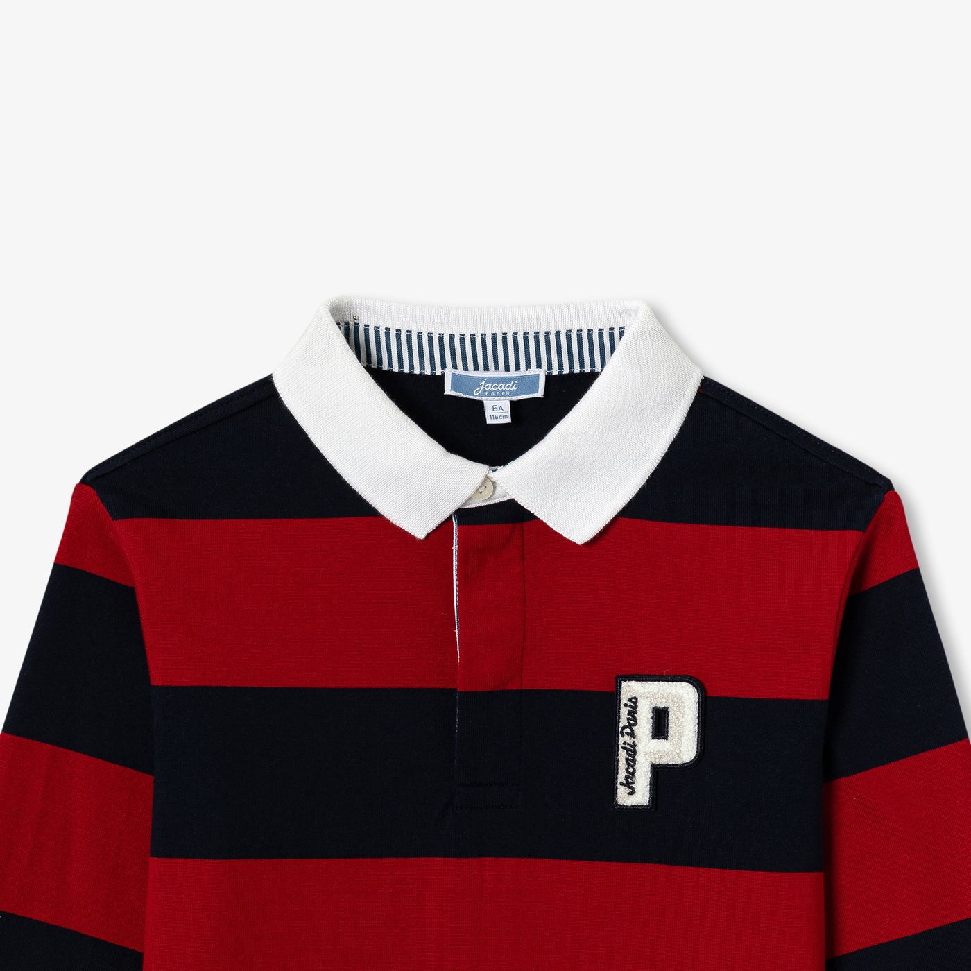 Boy rugby-style polo shirt - Navy Blue/Red