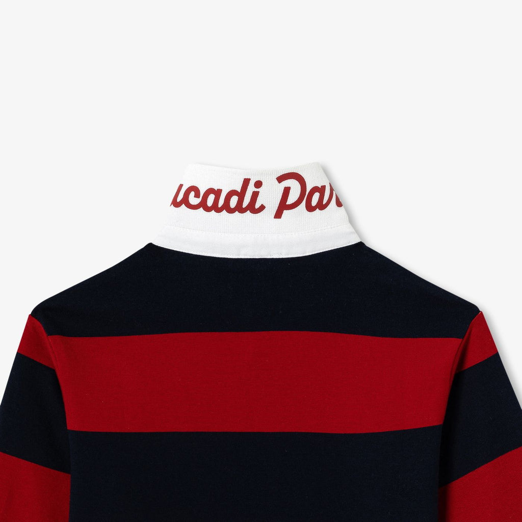 Boy rugby-style polo shirt - Navy Blue/Red